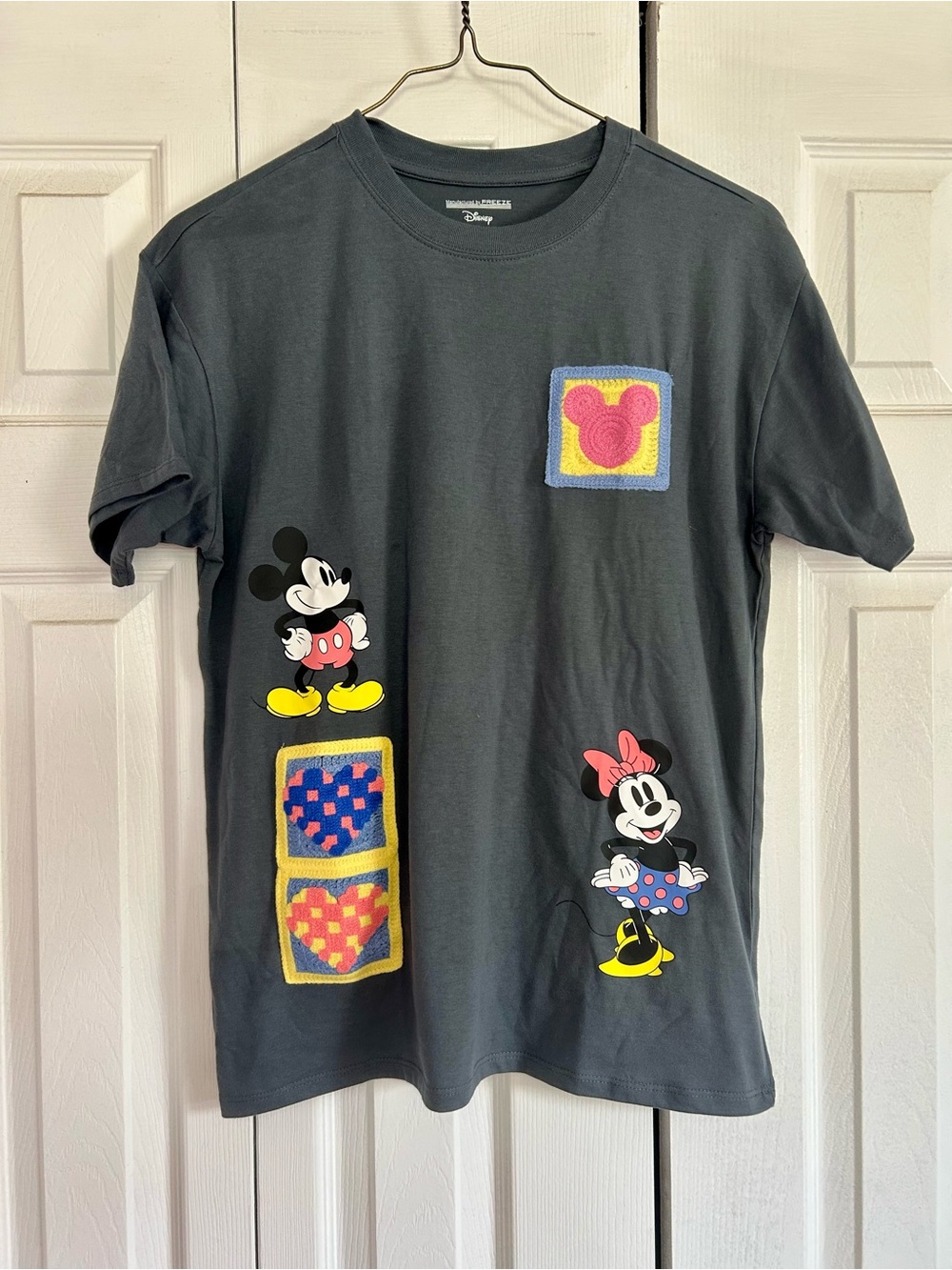 Disney Mickey & Minnie Graphic Tee With Crochet Patches